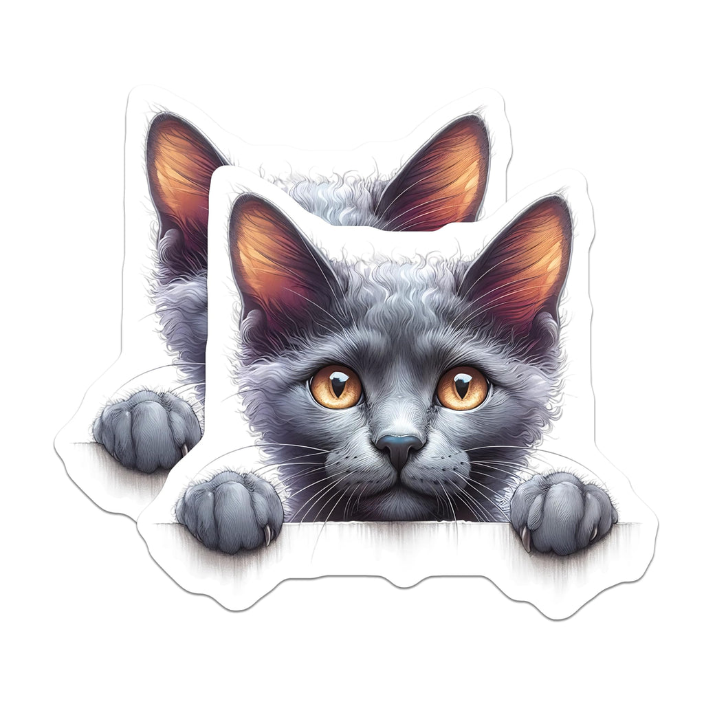 (2 Pack) Grey Cat Magnets - Cute Kitten Refrigerator Magnet - Animal Lover Decor - 5" On Longest Side - Premium Magnet - for Cars, Refrigerators, Toolboxes, Lockers - Made in USA - MAG14302