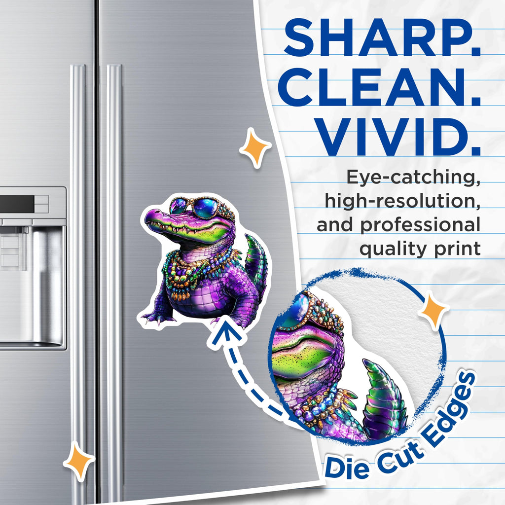 (2 Pack) Alligator Magnets - Cartoon Animal Decor - Purple Alligator Souvenirs - 5" On Longest Side - Premium Magnet - for Cars, Refrigerators, Toolboxes, Lockers - Made in USA - MAG14824