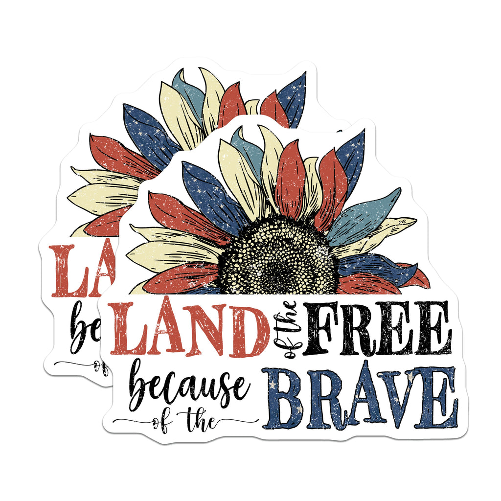 (2 Pack) Patriotic Sunflower Magnets - Land Free Brave Refrigerator Decor - Americana July Fourth Veterans Day - 5 Inches On Longest Side - Thick Durable Magnet - Made in USA - MAG38506