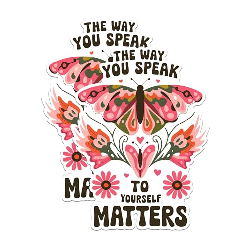 (2 Pack) Inspirational Butterfly Magnets - Motivational Quote Magnets - Colorful Floral Butterfly Magnets for Fridge- 5" On Longest Side - for Fridges, Toolboxes, Cars - Made in USA - MAG2575