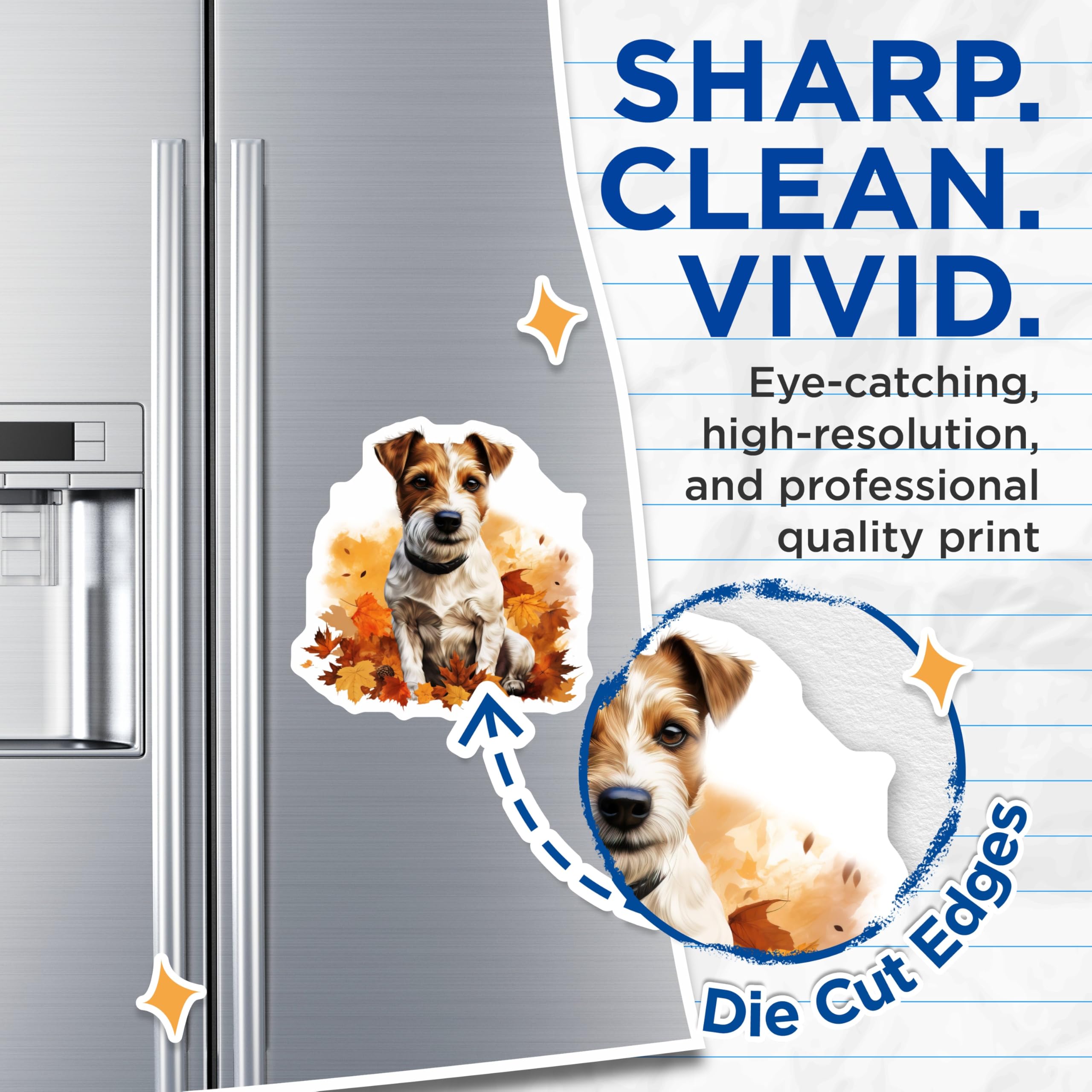 (2 Pack) Jack Russell Dog Magnets - Cute Terrier Fall Decor - Autumn Animal Lover Art Fridge - 5 Inches On Longest Side - Thick Durable Magnet - Made in USA - MAG29908