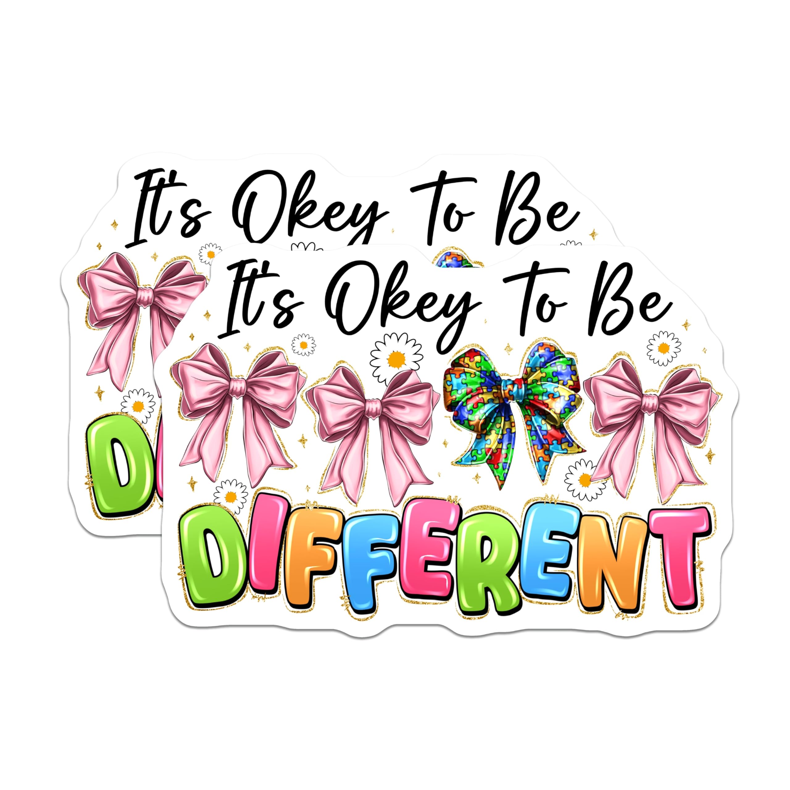(2 Pack) Autism Acceptance Magnets - Okey to Be Different Special Education - Neurodiversity Inclusion Decor - 5 Inches On Longest Side - Thick Durable Magnet - Made in USA - MAG26800