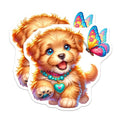 (2 Pack) Cute Puppy and Butterfly Stickers - Adorable Dog - Colorful Butterfly Design - 5" On Longest Side - Sticks to Smooth Flat Surfaces - Made in USA - BMCS9603