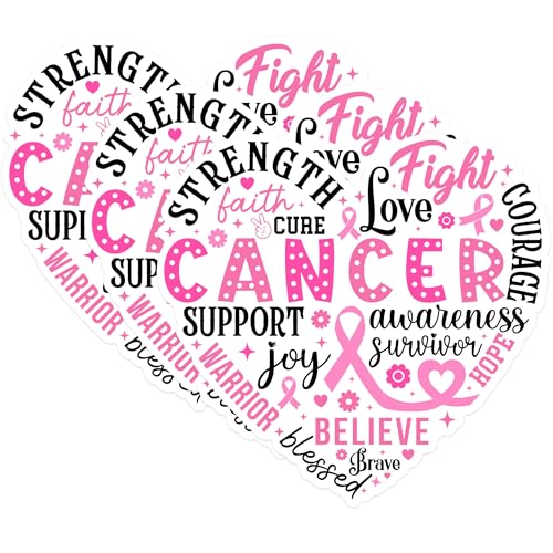 (3 Pack) Breast Cancer Awareness Decals - Survivor Support - Pink Ribbon Hope Decal - 3 Inches On Longest Side - Easy Peel & Apply - Made in USA - 3MCS1316