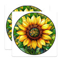 (2 Pack) Stained Glass Sunflower Magnets - Vibrant Botanical Decor - Artistic Refrigerator Art - 5 Inches On Longest Side - Thick Durable Magnet - Made in USA - MAG30875