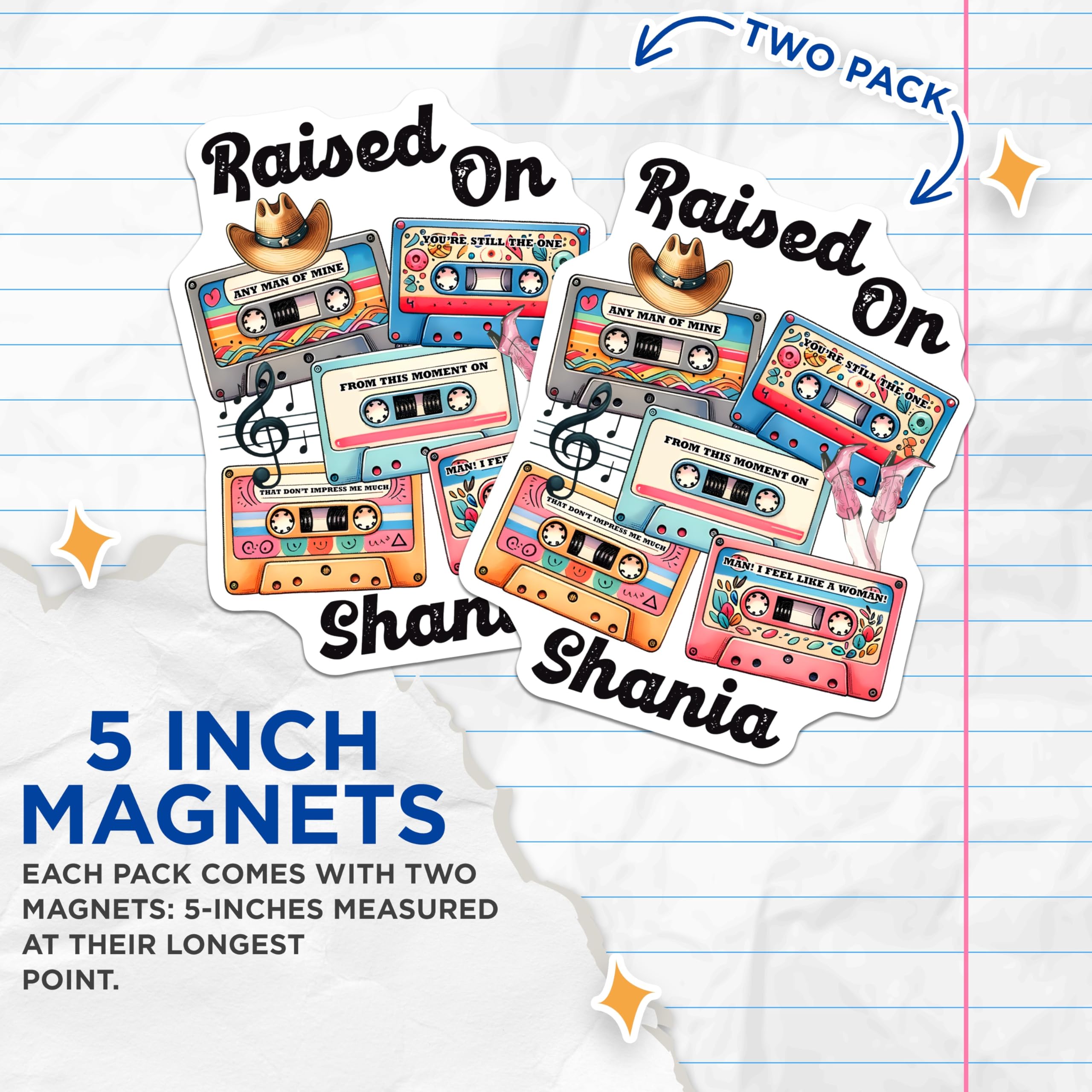 (2 Pack) Shania Twain Magnets - Country Music - Retro Cassette Tapes Magnet - 5" On Longest Side - Premium Magnet - for Cars, Refrigerators, Toolboxes, Lockers - Made in USA - MAG15162