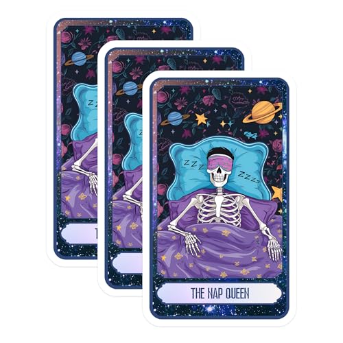 (3 Pack) Nap Queen Decals - Sleeping Skeleton - Laptop Decal - 3 Inches On Longest Side - Easy Peel & Apply - Made in USA - 3MCS8761