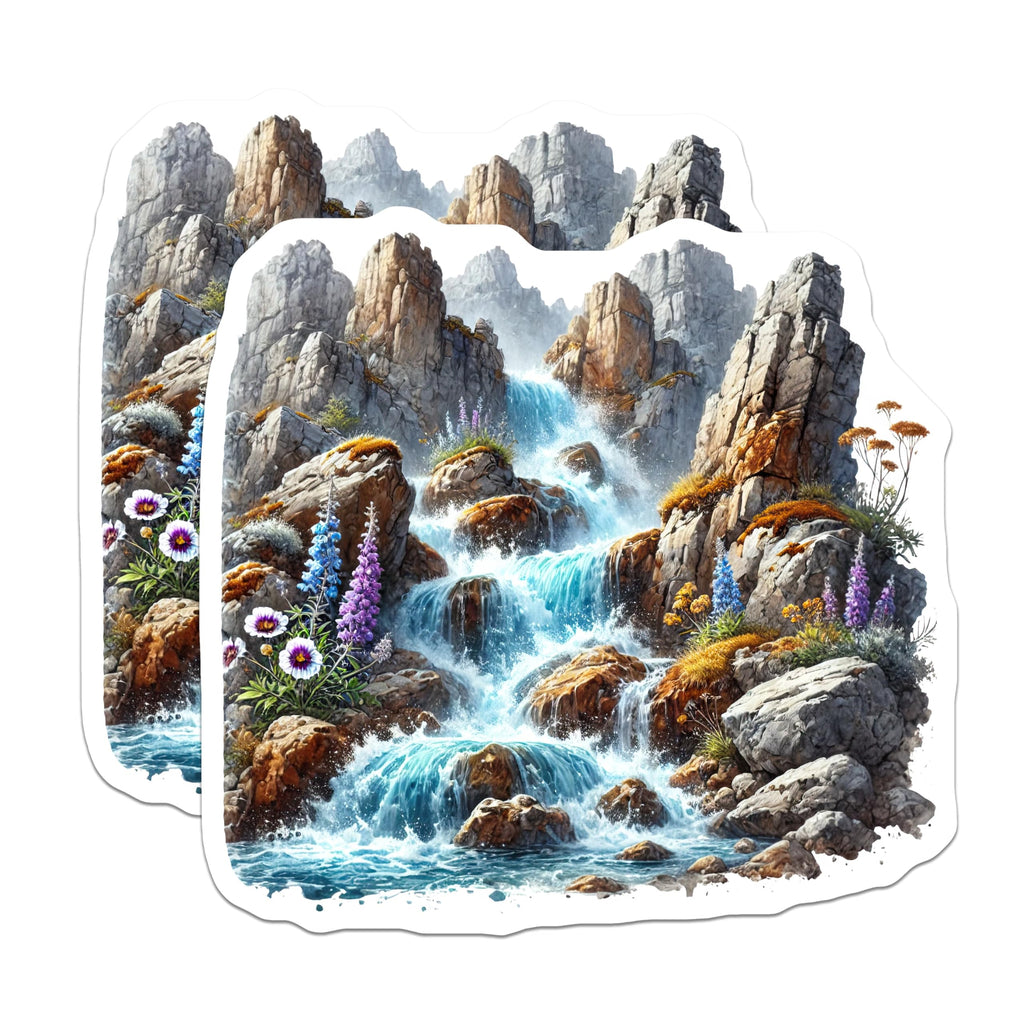 (2 Pack) Waterfall Magnets - Mountain Scenery Magnet - Nature Inspired Magnets - 5" On Longest Side - Premium Magnet - for Cars, Refrigerators, Toolboxes, Lockers - Made in USA - MAG18348