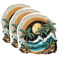 (3 Pack) Beach Scenery Decals - Palm Tree Stickers - Ocean Wave Decals - 3 Inches On Longest Side - Easy Peel & Apply - Made in USA - 3MCS8025
