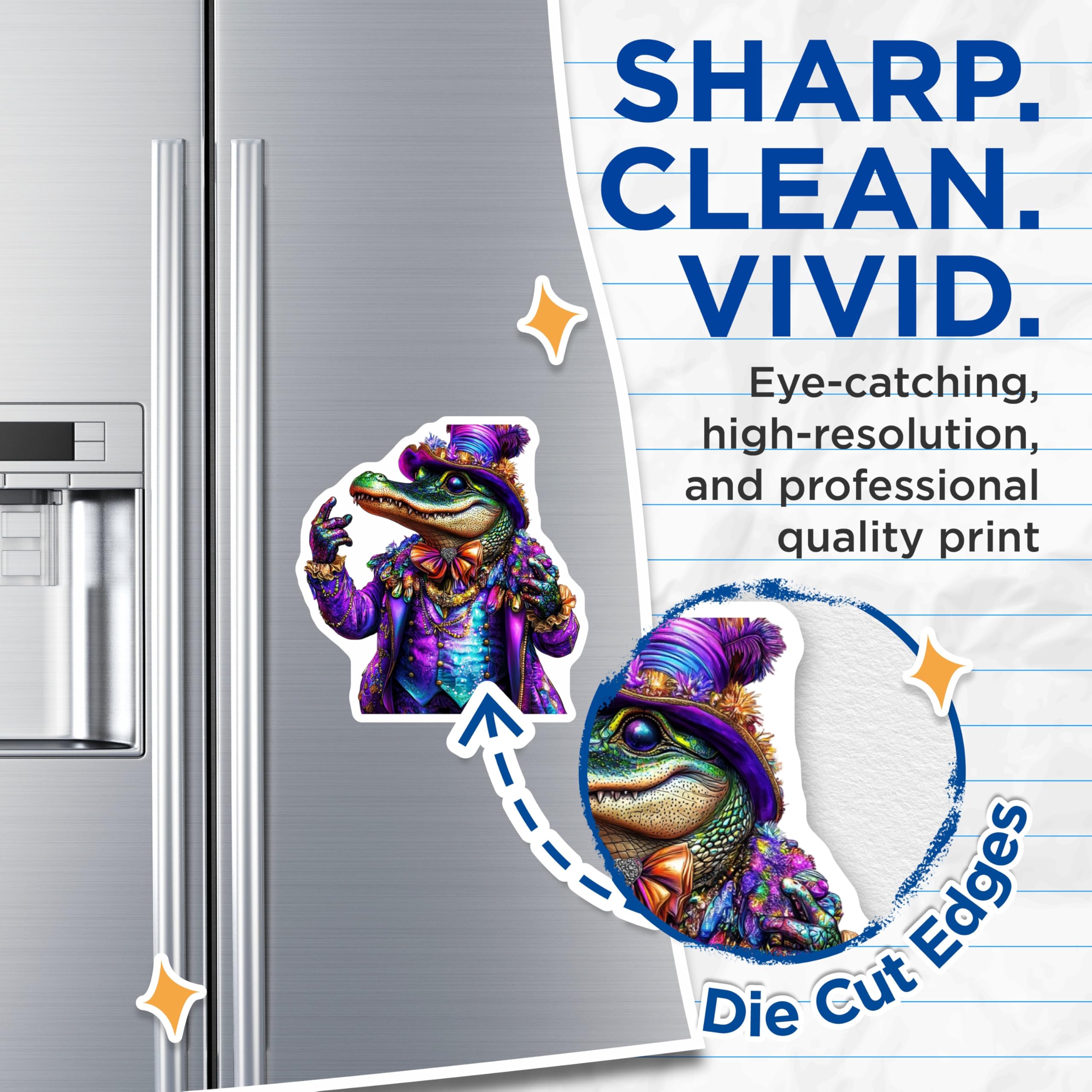 (2 Pack) Alligator Magnets - Mardi Gras Decor - Funny Animal Magnets - 5" On Longest Side - Premium Magnet - for Cars, Refrigerators, Toolboxes, Lockers - Made in USA - MAG14451