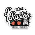 (2 Pack) Ruston LA Magnets - Peach City Bulldog Decor - Louisiana Souvenir - 5" On Longest Side - Premium Magnet - for Cars, Refrigerators, Toolboxes, Lockers - Made in USA - MAG17204