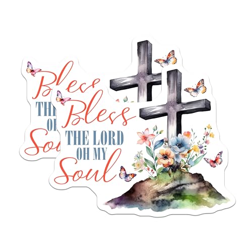 (2 Pack) Bless The Lord Oh My Soul Magnets Magnets - Inspirational Christian Decor - Religious Fridge Art - 5" On Longest Side - Made in USA - Sticks to Refrigerators & Metal Surfaces - MAG8578
