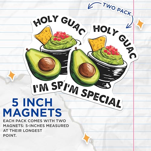 (2 Pack) Holy Guac I m Special Magnets Magnets - Funny Kitchen Magnet Decor - Avocado Lover Magnet Set - 5" On Longest Side - Made in USA - Sticks to Refrigerators & Metal Surfaces - MAG8389