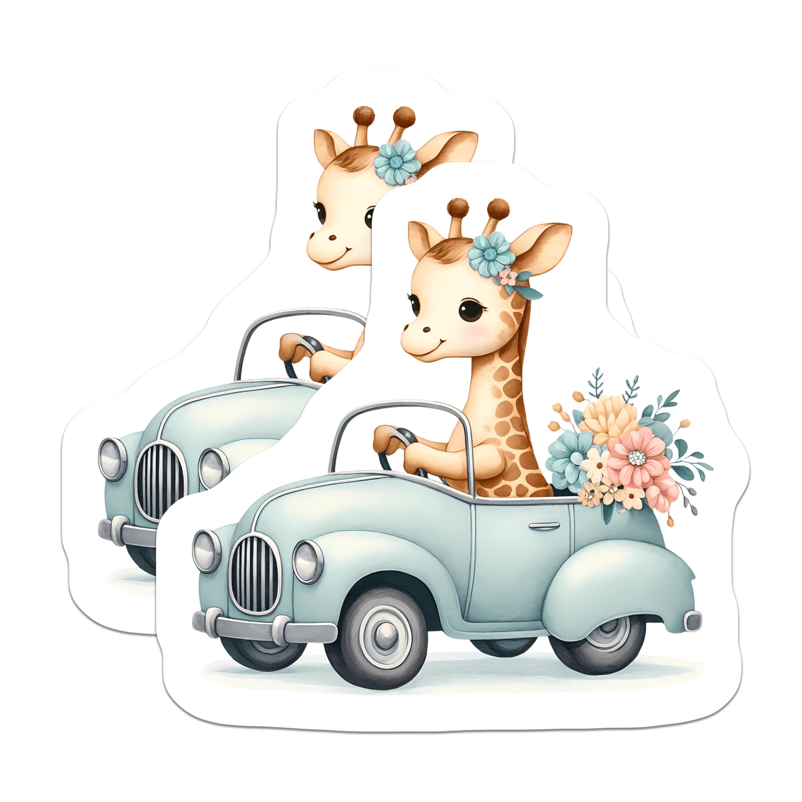 (2 Pack) Baby Giraffe Magnets - Cute Safari Animal Car Decor - Nursery Room Vehicle Artwork - 5 Inches On Longest Side - Thick Durable Magnet - Made in USA - MAG22809