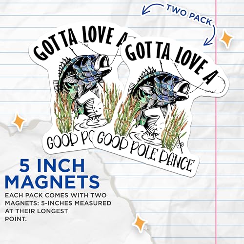 (2 Pack) Fishing Theme Magnets - Funny Fishing Quote - Fish Lover Decor - Dad Fishing Gifts - Outdoor Adventure Magnets - 5" On Longest Side - for Cars, Fridges, Toolboxes - Made in USA - MAG5630