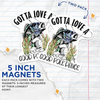 (2 Pack) Fishing Theme Magnets - Funny Fishing Quote - Fish Lover Decor - Dad Fishing Gifts - Outdoor Adventure Magnets - 5" On Longest Side - for Cars, Fridges, Toolboxes - Made in USA - MAG5630