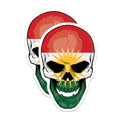 (2 Pack) Kurdish Flag Skull Magnets - Kurdistan Pride - Patriotic Decor - 5" On Longest Side - Premium Magnet - for Cars, Refrigerators, Toolboxes, Lockers - Made in USA - MAG18338