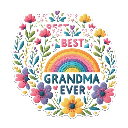 (2 Pack) Best Grandma Ever Magnets - Rainbow Grandma Magnets - Floral Grandma Magnets- 5" On Longest Side - for Fridges, Toolboxes, Cars - Made in USA - MAG2940