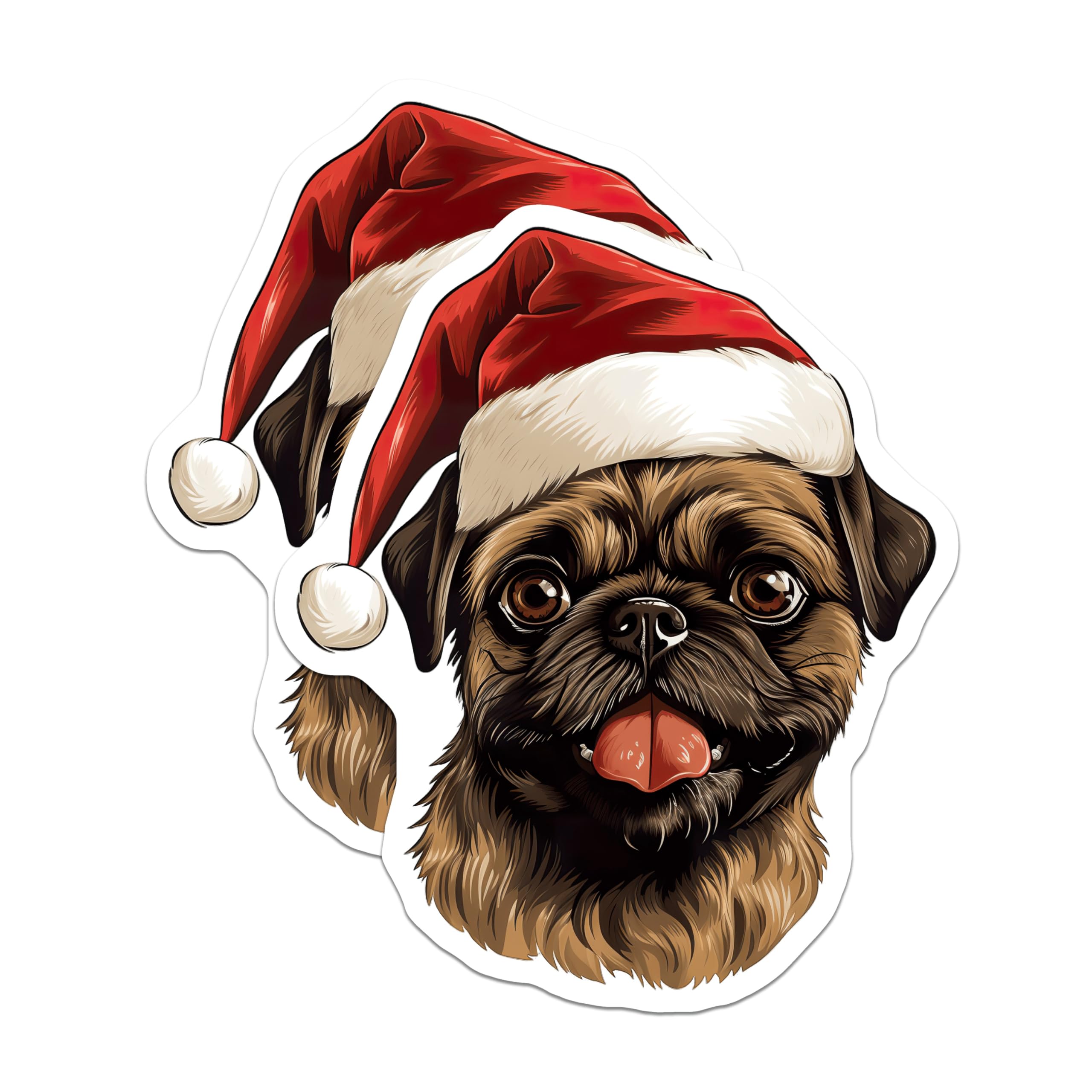 (2 Pack) Christmas Pug Magnets - Santa Dog Refrigerator Decor - Pet Lover Holiday Fridge Magnets - Stocking Stuffer - 5 Inches On Longest Side - Thick Durable Magnet - Made in USA - MAG27289