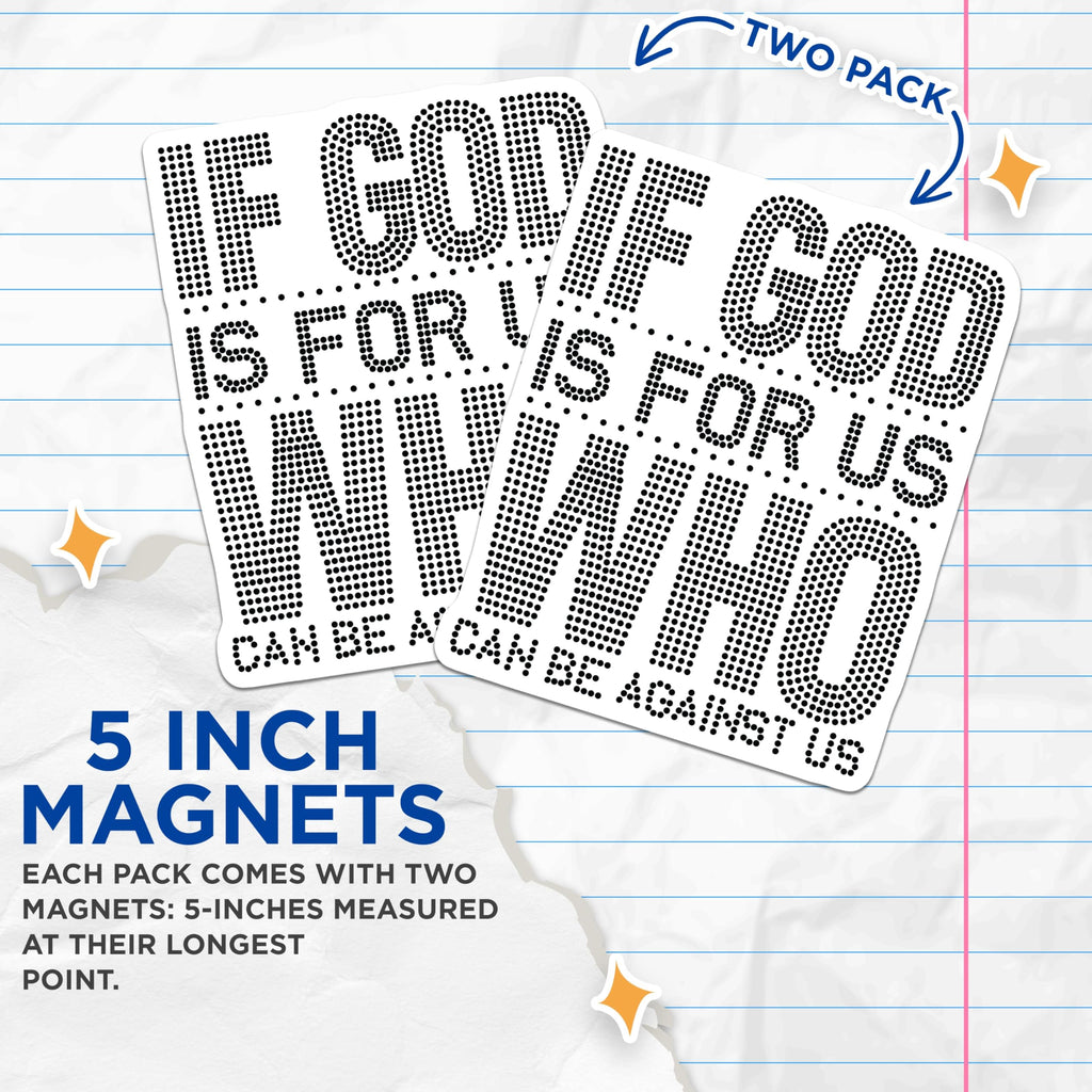 (2 Pack) Powerful Scripture Quote Magnets - If God is for Us Verse - Christian Inspirational Refrigerator Decor - 5 Inches On Longest Side - Thick Durable Magnet - Made in USA - MAG19655