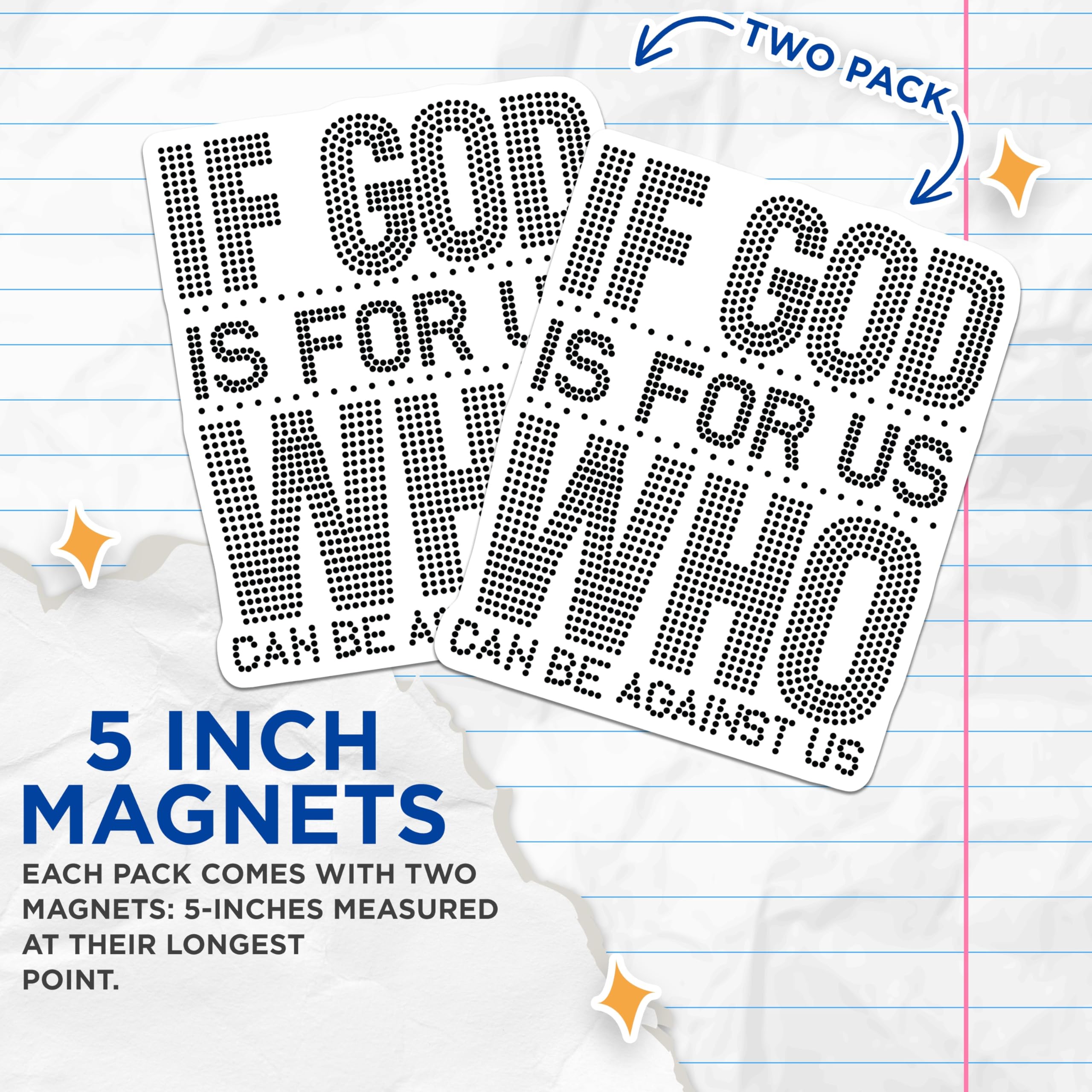 (2 Pack) Powerful Scripture Quote Magnets - If God is for Us Verse - Christian Inspirational Refrigerator Decor - 5 Inches On Longest Side - Thick Durable Magnet - Made in USA - MAG19655