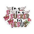(2 Pack) I Am a Sucker for Jesus Magnets - Christian Faith Decor - Trendy Boho Jesus Lover Spiritual Magnet - 5 Inches On Longest Side - Thick Durable Magnet - Made in USA - MAG30023