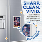 (2 Pack) Skeleton Watching Movie Magnets - Popcorn Eating Skeleton Art - The Movie Buff Magnetic Poster Decal - 5" On Longest Side - for Cars, Fridges, Toolboxes - Made in USA - MAG4476