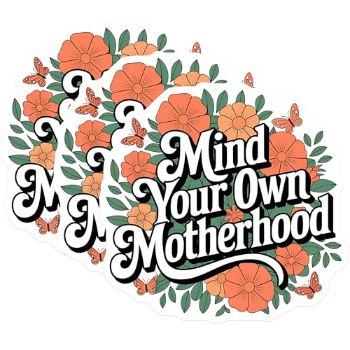 (3 Pack) Motherhood Quote Decals - Floral Laptop Decal - Butterfly Stickers - 3 Inches On Longest Side - Easy Peel & Apply - Made in USA - 3MCS2686