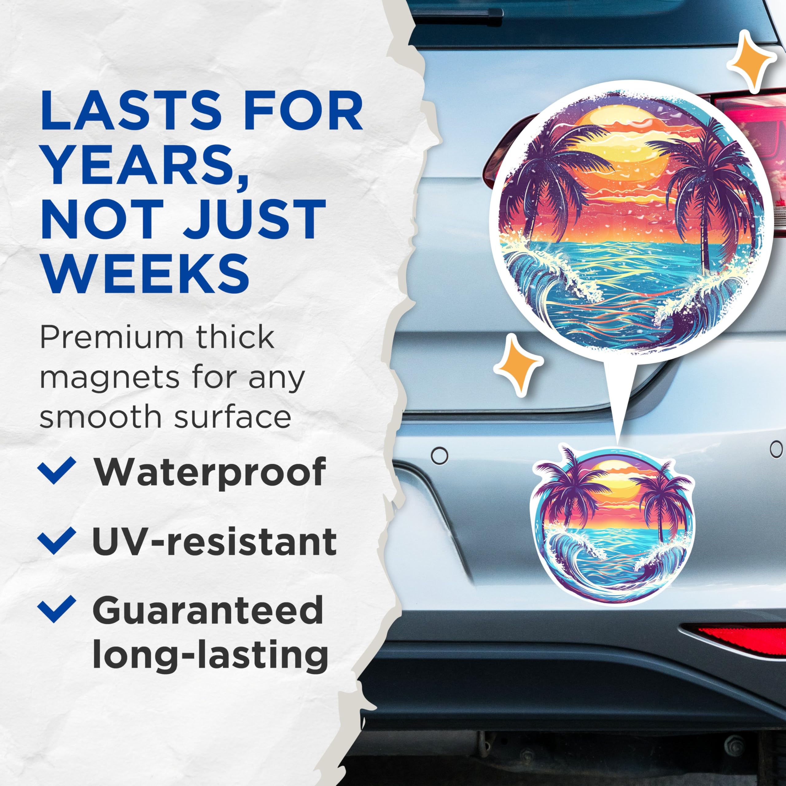 (2 Pack) Tropical Ocean Sunset Magnets - Beach Bum Ocean Lover - Coastal Sunset - 5 Inches On Longest Side - Premium Magnet - for Cars, Refrigerators, Toolboxes - Made in USA - MAG2107