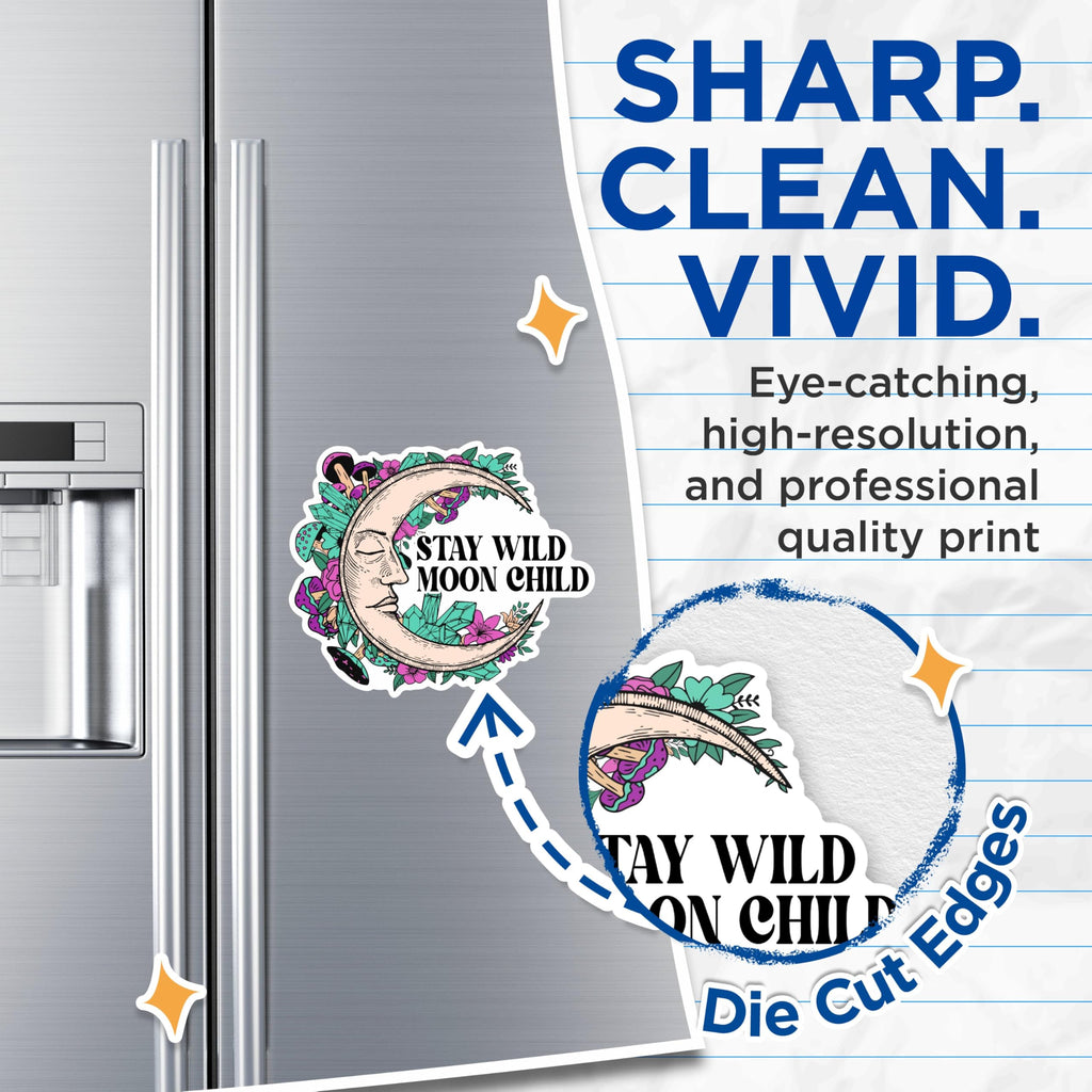 (2 Packs) Stay Wild Moon Child Magnets - Mystical Magical Spiritual Magnets - 5 Inches On Longest Side - Premium Magnet - for Fridges, Toolboxes, Cars - Made in USA - MAG2524