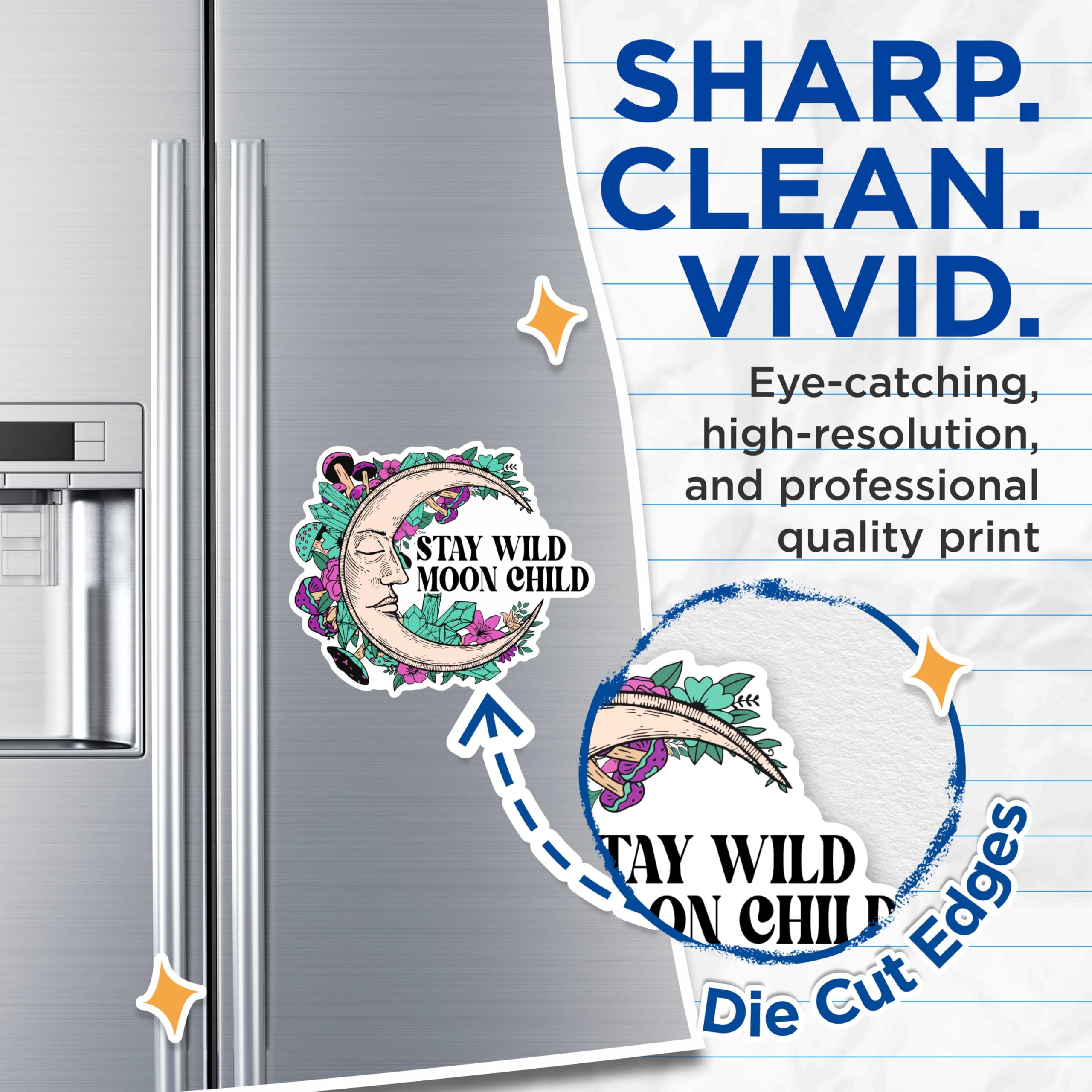(2 Packs) Stay Wild Moon Child Magnets - Mystical Magical Spiritual Magnets - 5 Inches On Longest Side - Premium Magnet - for Fridges, Toolboxes, Cars - Made in USA - MAG2524