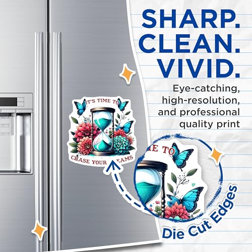 (2 Pack) Motivational Quote Magnets - Inspirational Butterfly and Flower Magnets - Decorative Hourglass Magnets - 5" On Longest Side - for Cars, Refrigerators, Lockers - Made in USA BMCS3218