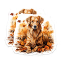 (2 Pack) Golden Retriever Autumn Magnets - Fall Dog Art Refrigerator Decor - Pet Owner Kitchen Accent - 5 Inches On Longest Side - Thick Durable Magnet - Made in USA - MAG29458
