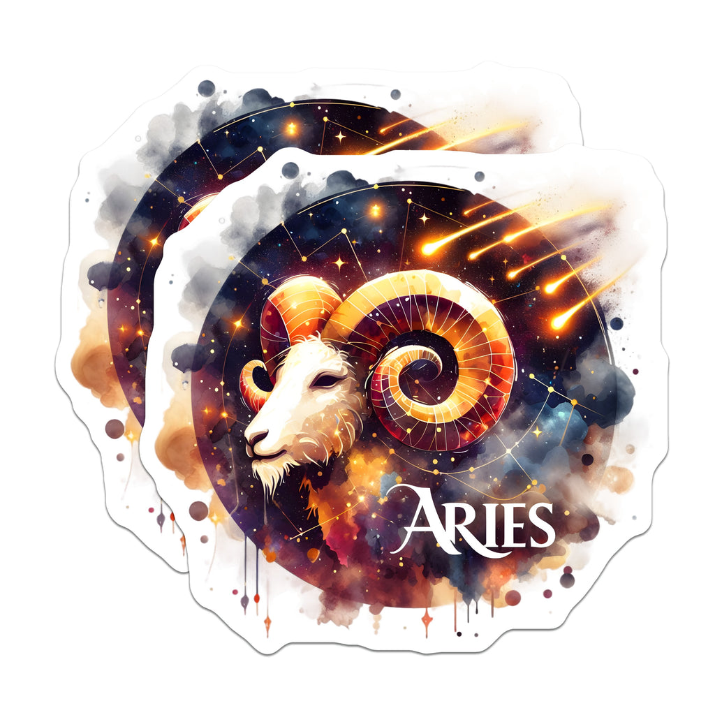 (2 Pack) Aries Zodiac Sign Magnets - Cosmic Astrology Decor - Celestial Ram Art for Horoscope Fans - 5 Inches On Longest Side - Thick Durable Magnet - Made in USA - MAG38823