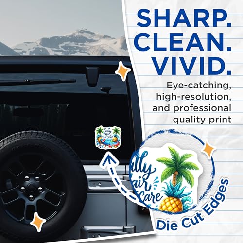 (2 Pack) Sally Hair Don't Care Stickers - Summer Vibes - Tropical Pool Art - 5" On Longest Side - Sticks to Smooth Flat Surfaces - Made in USA - BMCS9294 - Fun Quote Sticker