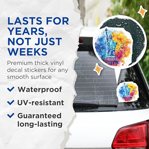 (2 Pack) Statue of Liberty Stickers - Colorful Art Stickers - New York Landmark Stickers - 5" On Longest Side - Sticks to Smooth Flat Surfaces - Made in USA - BMCS5197