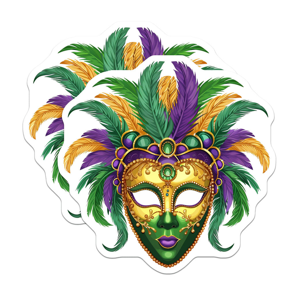 (2 Pack) Mardi Gras Mask Magnets - New Orleans Decor - Fat Tuesday Celebration Art - 5 Inches On Longest Side - Thick Durable Magnet - Made in USA - MAG39010