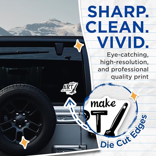 (2 Pack) Make Art Not Content Stickers - Inspirational Art Quotes - Creative Motivational Stickers - 5" On Longest Side - Sticks to Smooth Flat Surfaces - Made in USA - BMCS6754