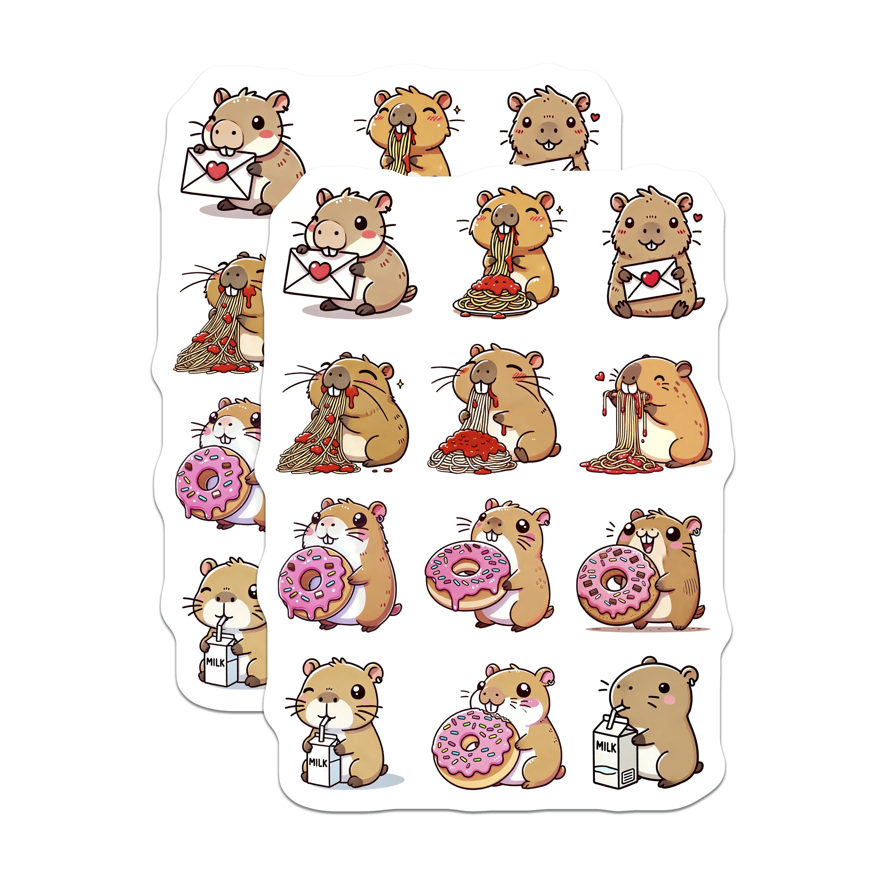 (2 Pack) Cute Hamster Magnets - Kawaii Guinea Pig Decor - Funny Foodie Refrigerator Magnets - 5 Inches On Longest Side - Thick Durable Magnet - Made in USA - MAG38504