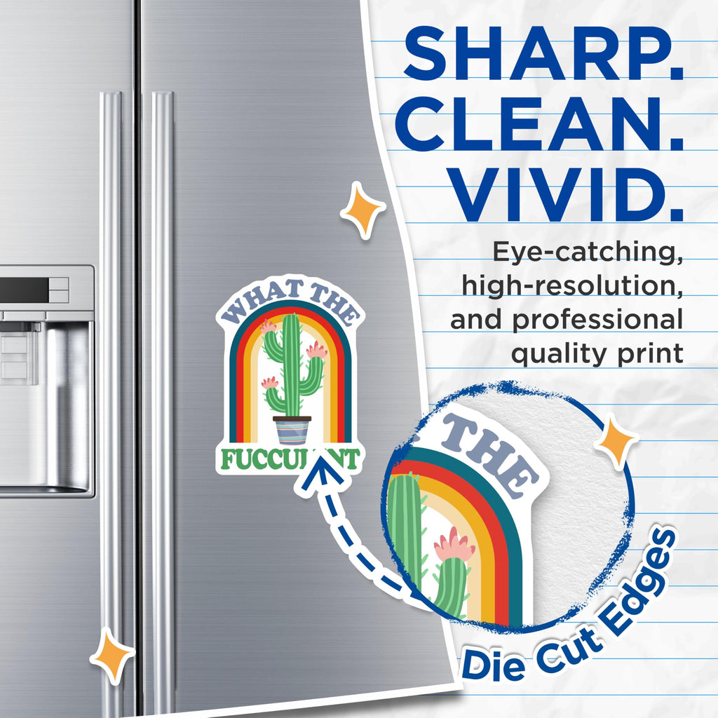 (2 Pack) What The Fucculent Magnets - Funny Cactus Rainbow Magnets - Plant Lover Decor - 5" On Longest Side - Premium Magnet - for Cars, Refrigerators, Toolboxes, Lockers - Made in USA - MAG17931