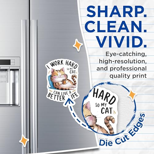 (2 Pack) I Work Hard So My Cat Can Live A Better Life - Funny Cat Lover - Cute Cat - 5" On Longest Side - for Cars, Refrigerators, Toolboxes, Lockers - Made in USA BMCS3459