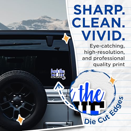 (2 Packs) Back The Blue Stickers - Support Police Policeman Family Wife Support Decals - 5 Inches On Longest Side - Premium Vinyl Decal - Sticks to Any Smooth Flat Surface - Made in USA - BMCS2441