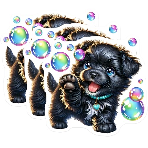 (3 Pack) Shih Tzu Puppy Decals - Cute Dog Art - Laptop Stickers - 3 Inches On Longest Side - Easy Peel & Apply - Made in USA - 3MCS8375