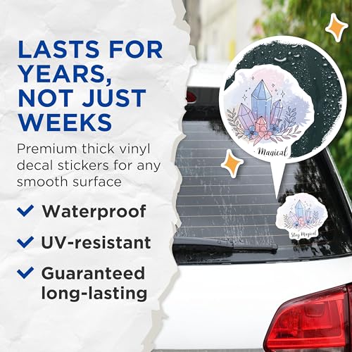(2 Pack) Stay Magical Crystal Stickers - Inspirational Quote Stickers - Pastel Aesthetic Stickers - Spiritual Decor - 5" On Longest Side - Sticks to Smooth Flat Surfaces - Made in USA - BMCS6506