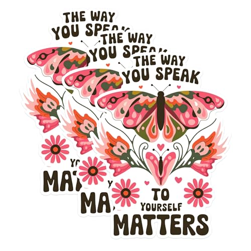 (3 Pack) Butterfly Quote Decals - Inspirational Saying - Positive Affirmation Stickers - 3 Inches On Longest Side - Easy Peel & Apply - Made in USA - 3MCS1435
