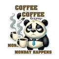 (2 Pack) Coffee and Panda Stickers - Funny Coffee Motivational Stickers - Monday Happens Stickers for Laptops - 5" On Longest Side - Sticks to Any Smooth Flat Surface - Made in USA - BMCS2768