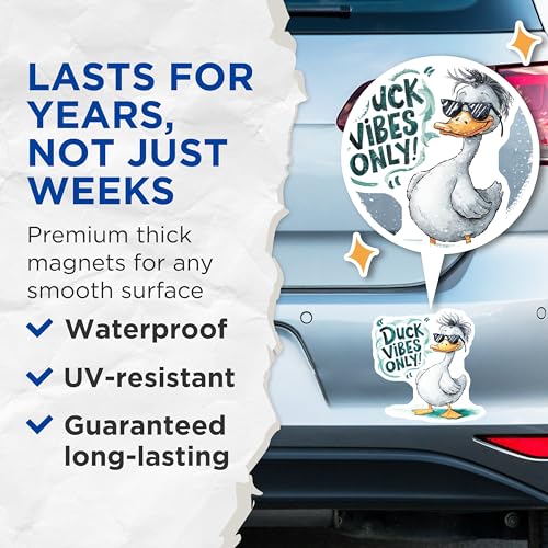 (2 Pack) Duck Vibes Only Magnets Magnets - 5" On Longest Side - Made in USA - Sticks to Refrigerators & Metal Surfaces - MAG8550