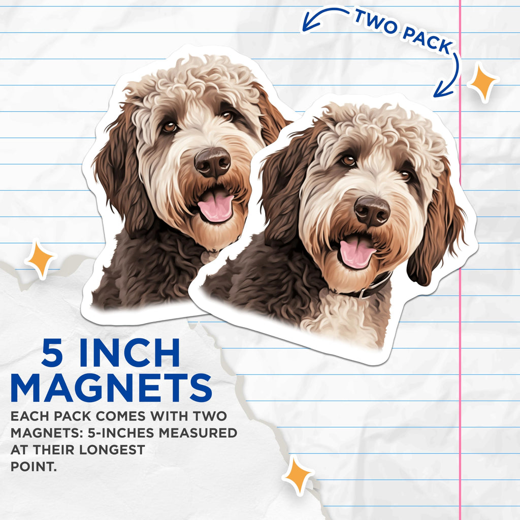 (2 Pack) Doodle Dog Magnets - Pet Lover Decor - Dog Mom Accessory - 5 Inches On Longest Side - Thick Durable Magnet - Made in USA - MAG25802