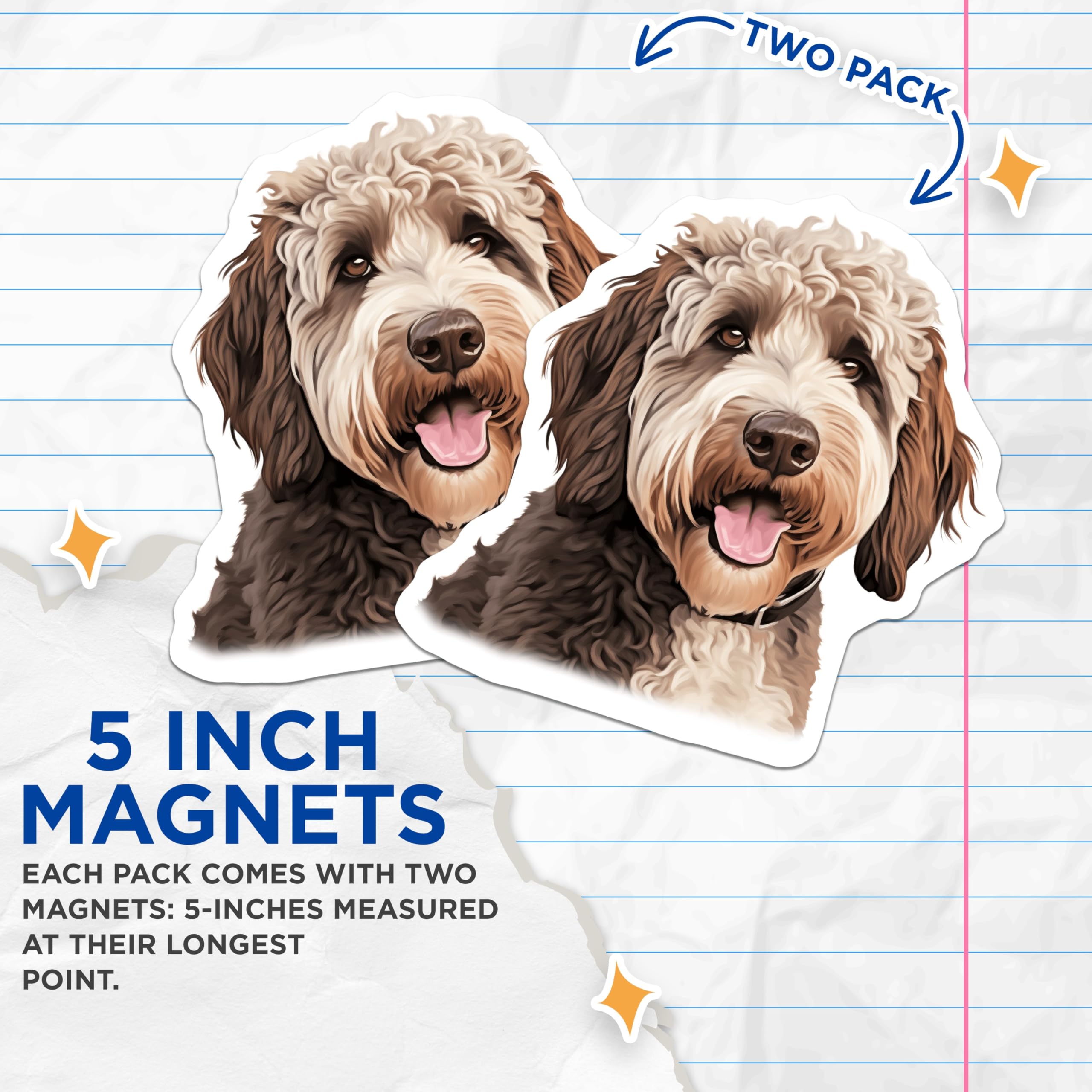 (2 Pack) Doodle Dog Magnets - Pet Lover Decor - Dog Mom Accessory - 5 Inches On Longest Side - Thick Durable Magnet - Made in USA - MAG25802
