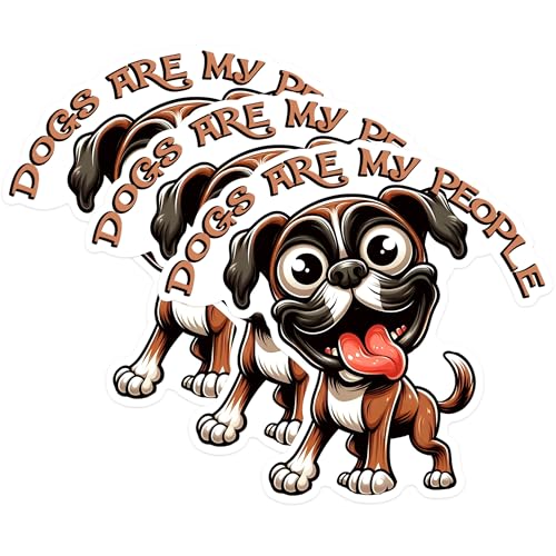 (3 Pack) Dogs are My People Decals - Boxer Dog Decal - Laptop Decal - 3 Inches On Longest Side - Easy Peel & Apply - Made in USA - 3MCS1272